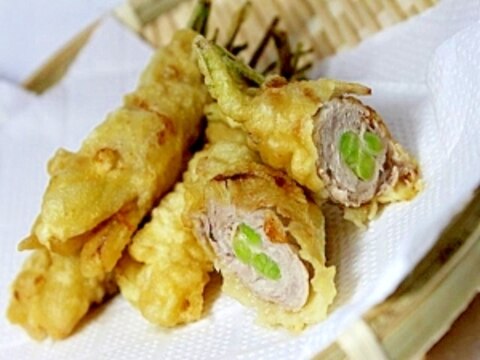 エシャレットの肉巻き天ぷら★春の味覚